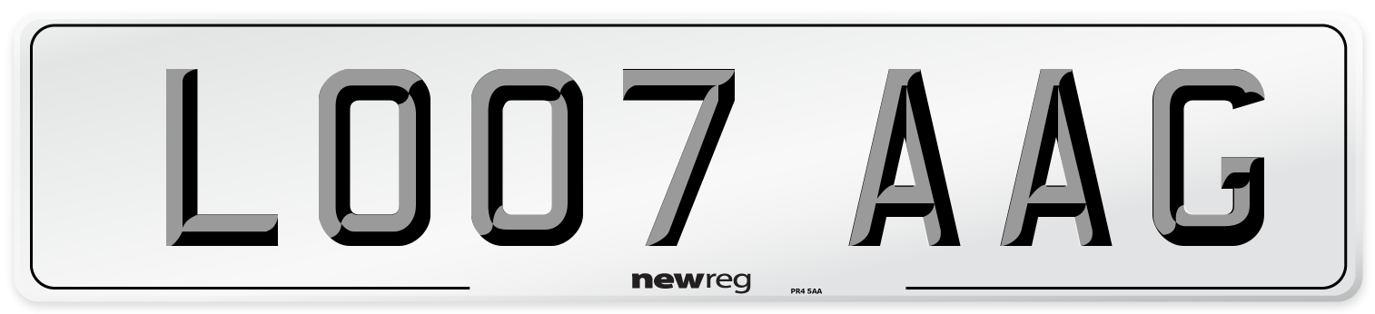 LO07 AAG Number Plate from New Reg